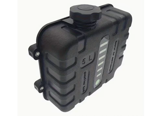 PDH Karijini 5L hard black diesel fuel tank for heaters, durable plastic container with secure cap for diesel storage.