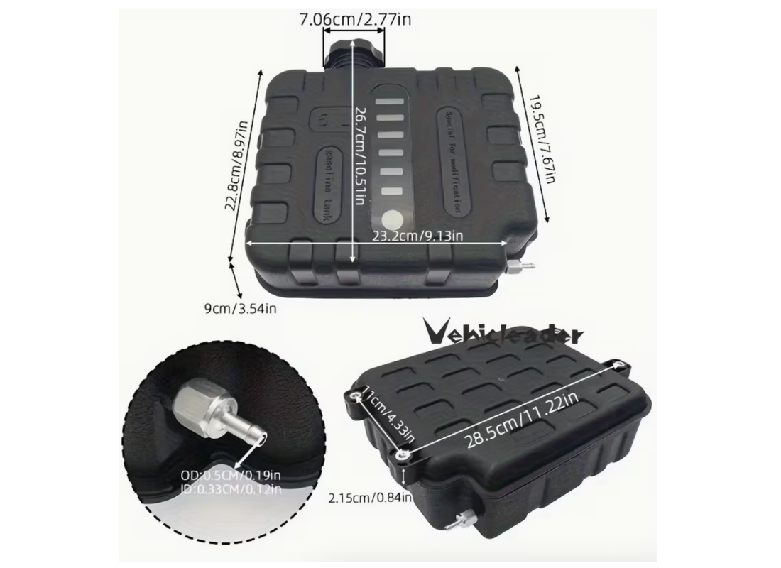 Black PDH Karijini 5L diesel fuel tank for heaters, durable hard plastic construction, designed for fuel storage.