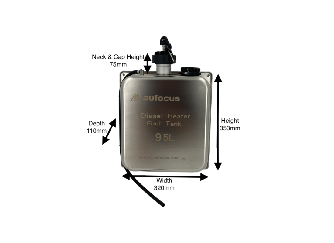 9.5L Au Focus Stainless steel fuel tank with dimensions