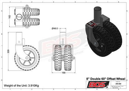 BOS 8″ Double Offset Jockey Wheel – Heavy Duty Trailer Wheel