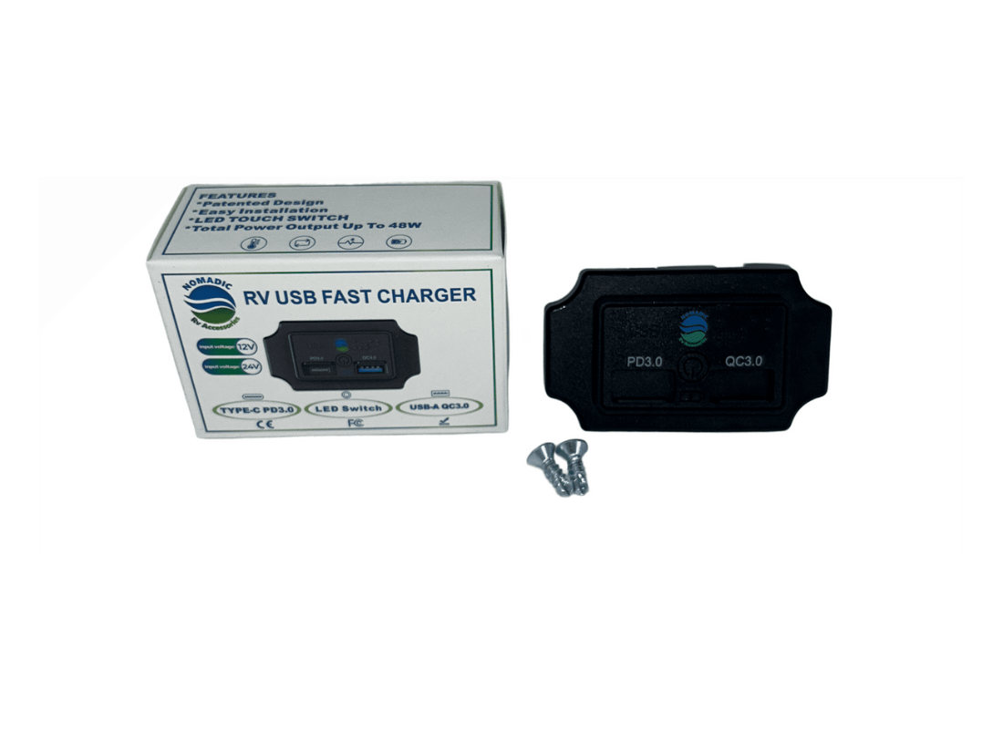 Nomadic RV Fan (White) with Fast Charger USB – Combo Kit