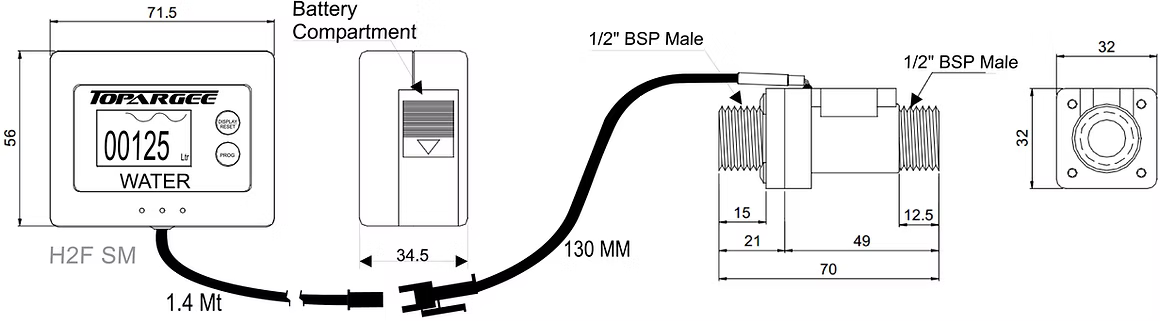 Topargee H2F SM Water Tank Level Gauge – Caravan & RV Monitoring